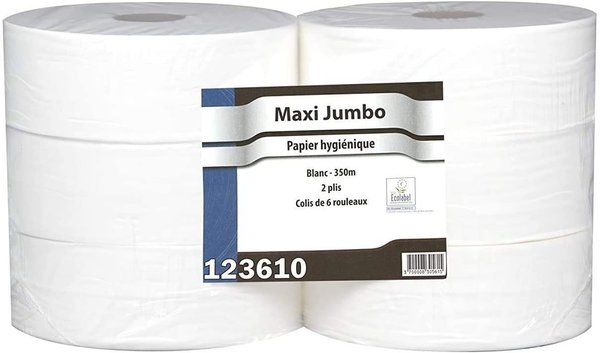 Papier toilette Maxi Jumbo - 6 bobines WC 2 plis