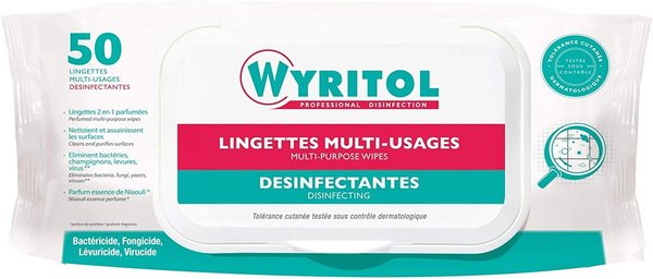 Wyritol Lingettes multi-usage à l'extrait d'essence de Niaouli - Parquet de 50
