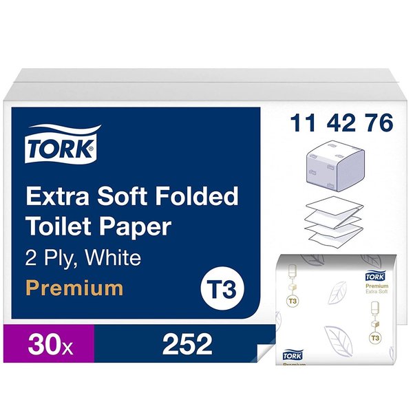 Tork Papier toilette feuille à feuille extra doux Premium - 114276